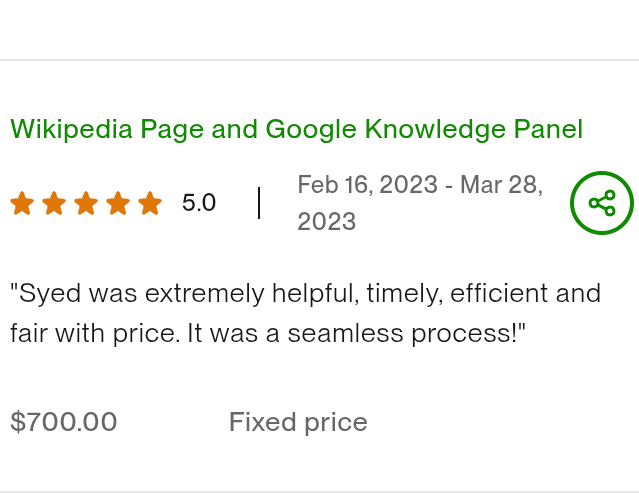 hire wikipeida and google knowledge panel creator