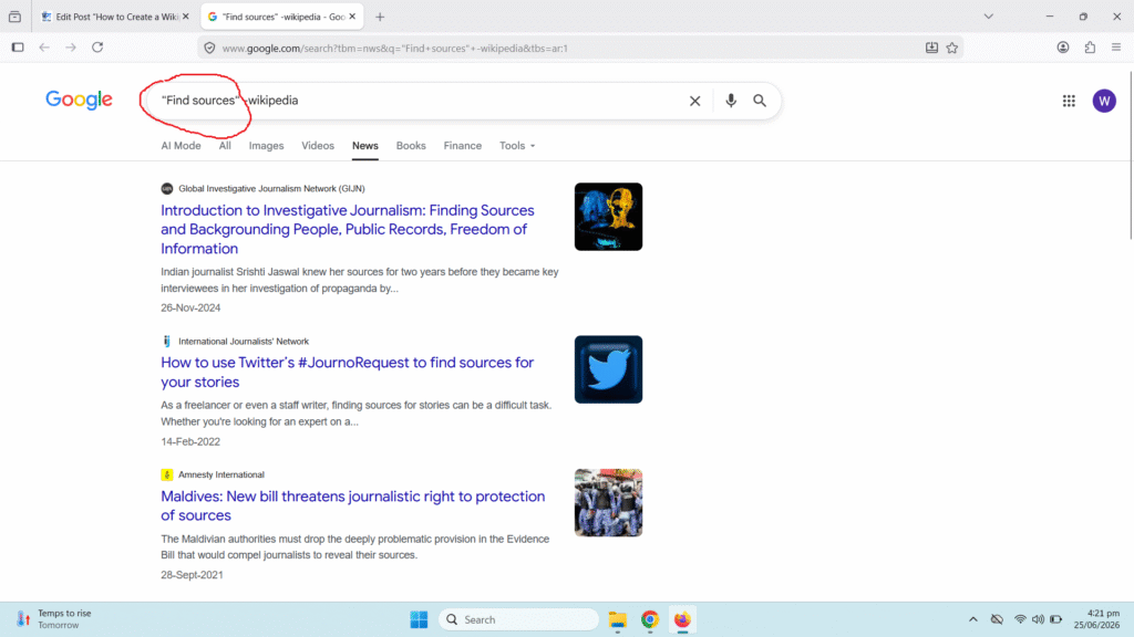 find sources for wikipedia