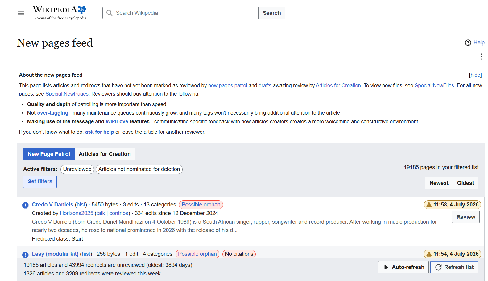 how long does wikipedia approval take